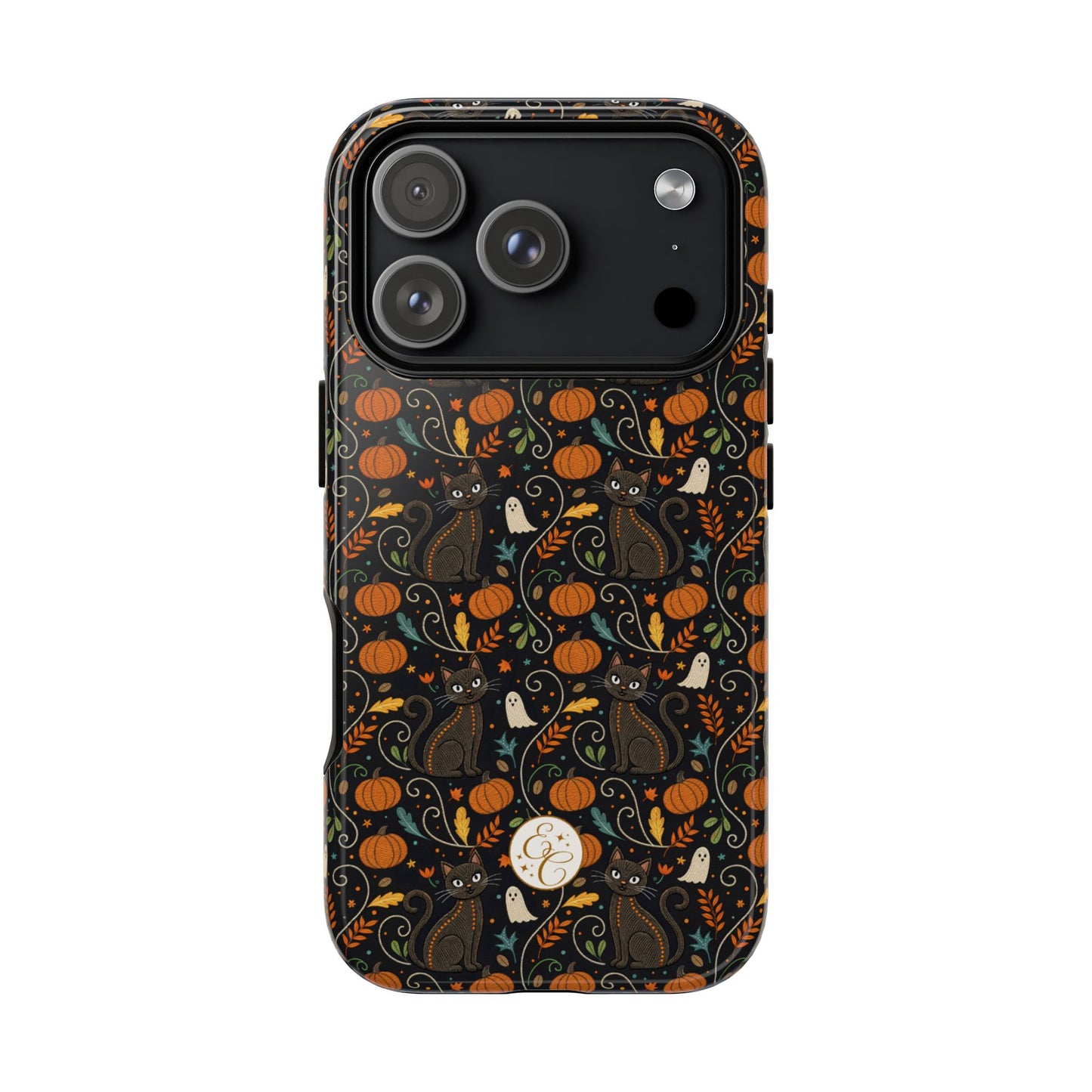 Boho Halloween Black Cat Pattern Tough Phone Case