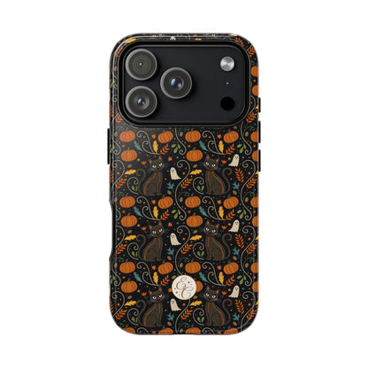 Boho Halloween Black Cat Pattern Tough Phone Case