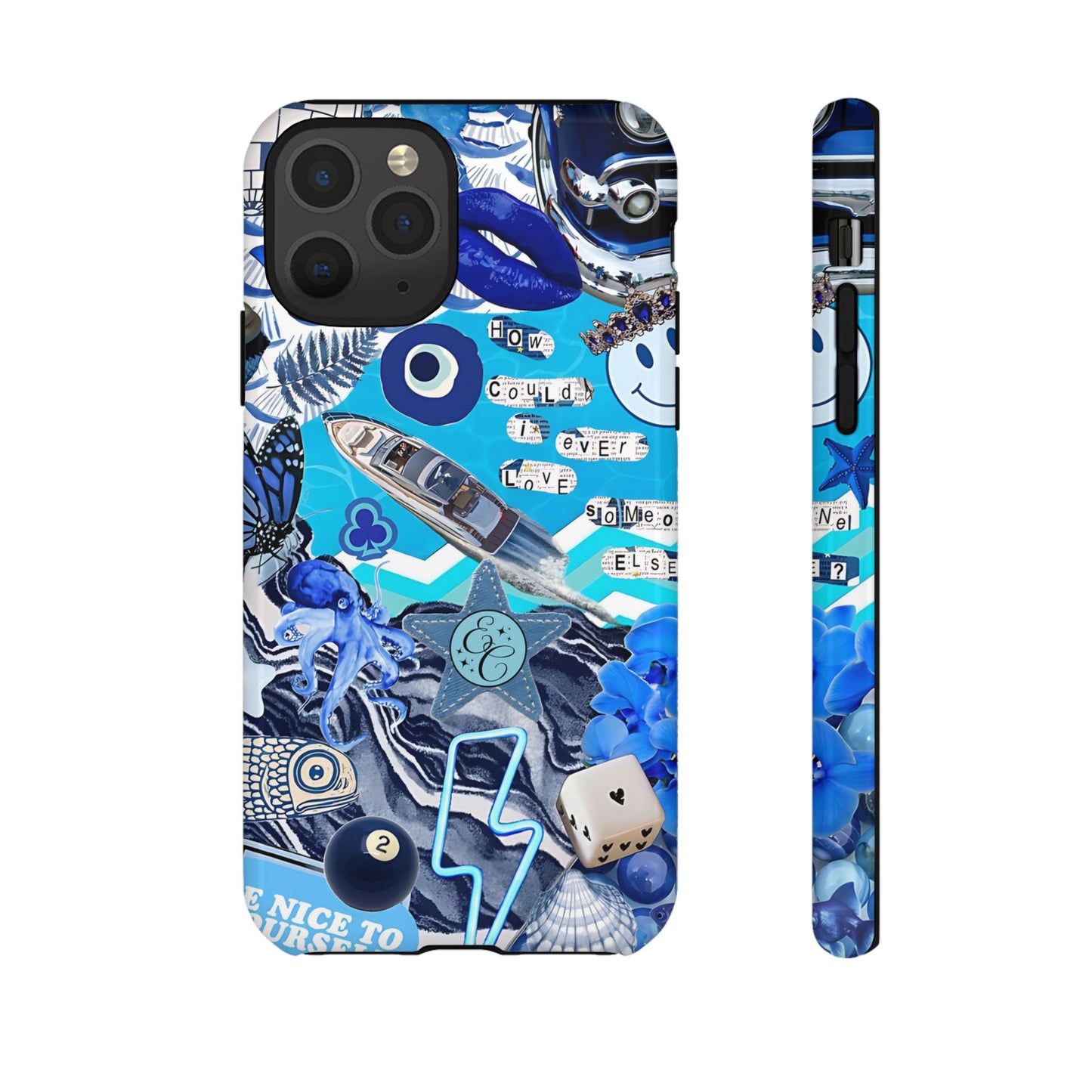 Eclectic Blue Collage Tough Phone Case