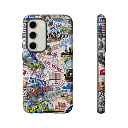 USA Travel Stickers Tough Phone Case