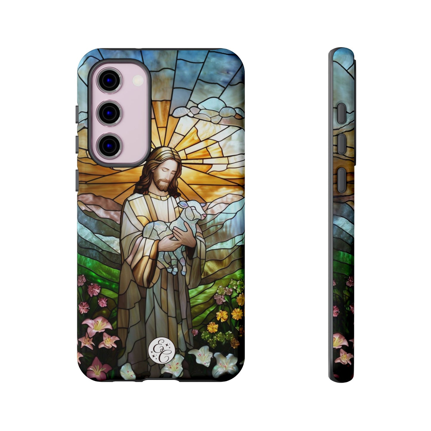 Jesus Holding a Lamb Stained Glass Tough Phone Case