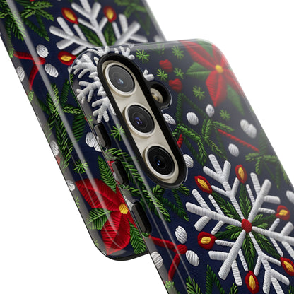 Snowflakes and Poinsettias Tough Phone Case