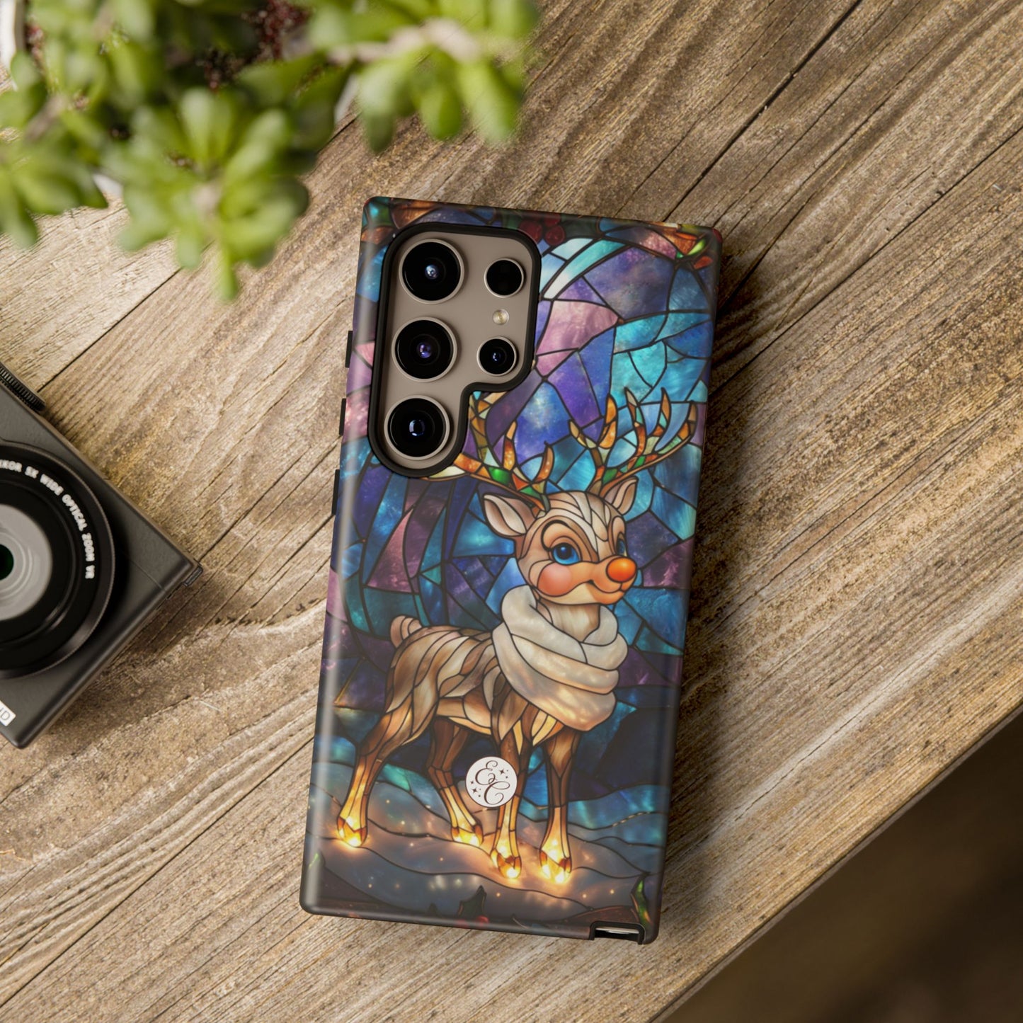 Cute Reindeer Stained Glass Tough Phone Case