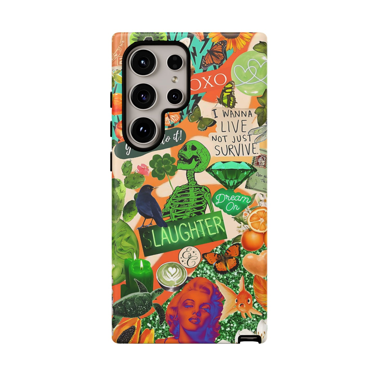 Green and Orange Collage Tough Phone Case