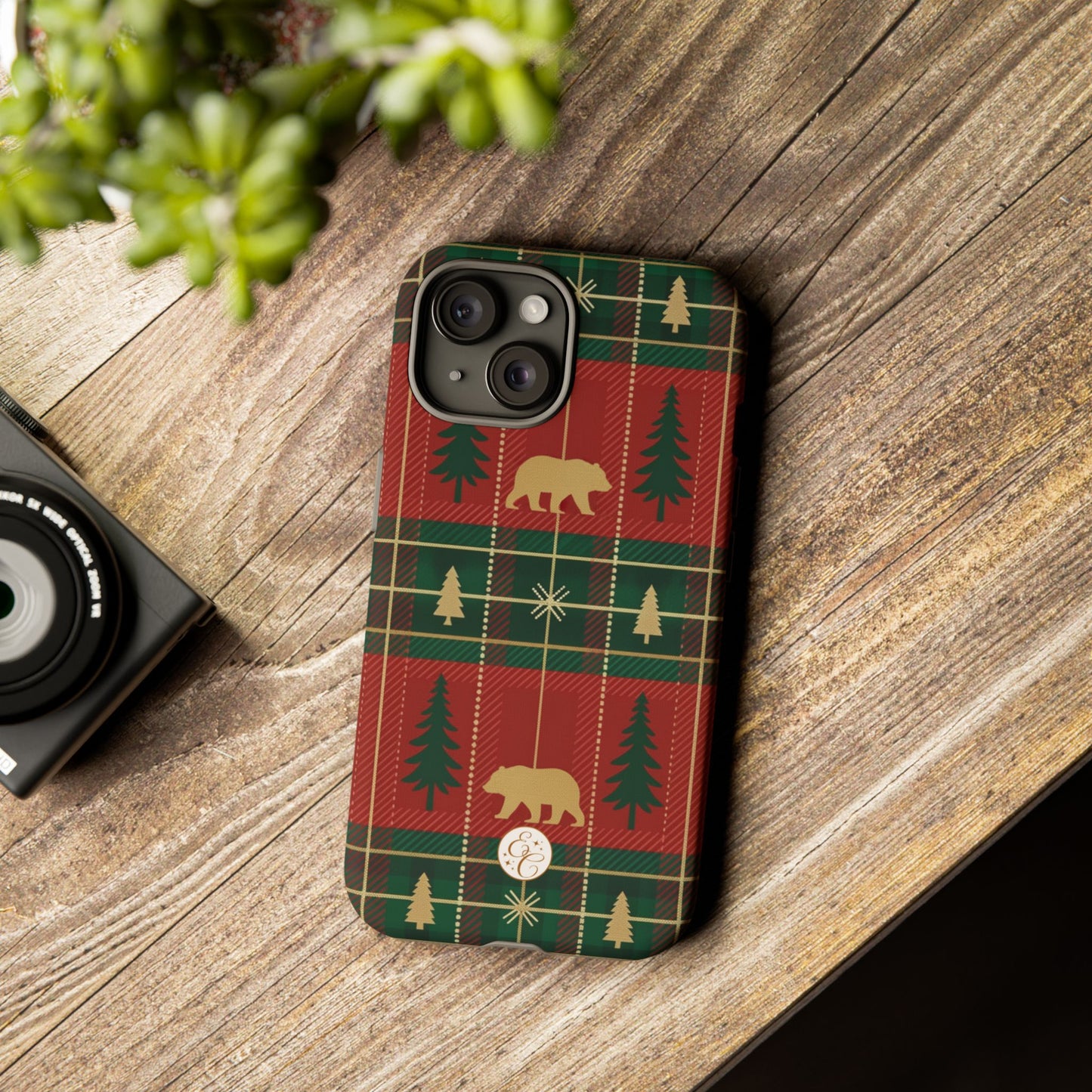 Christmas Bear Plaid Tough Phone Case