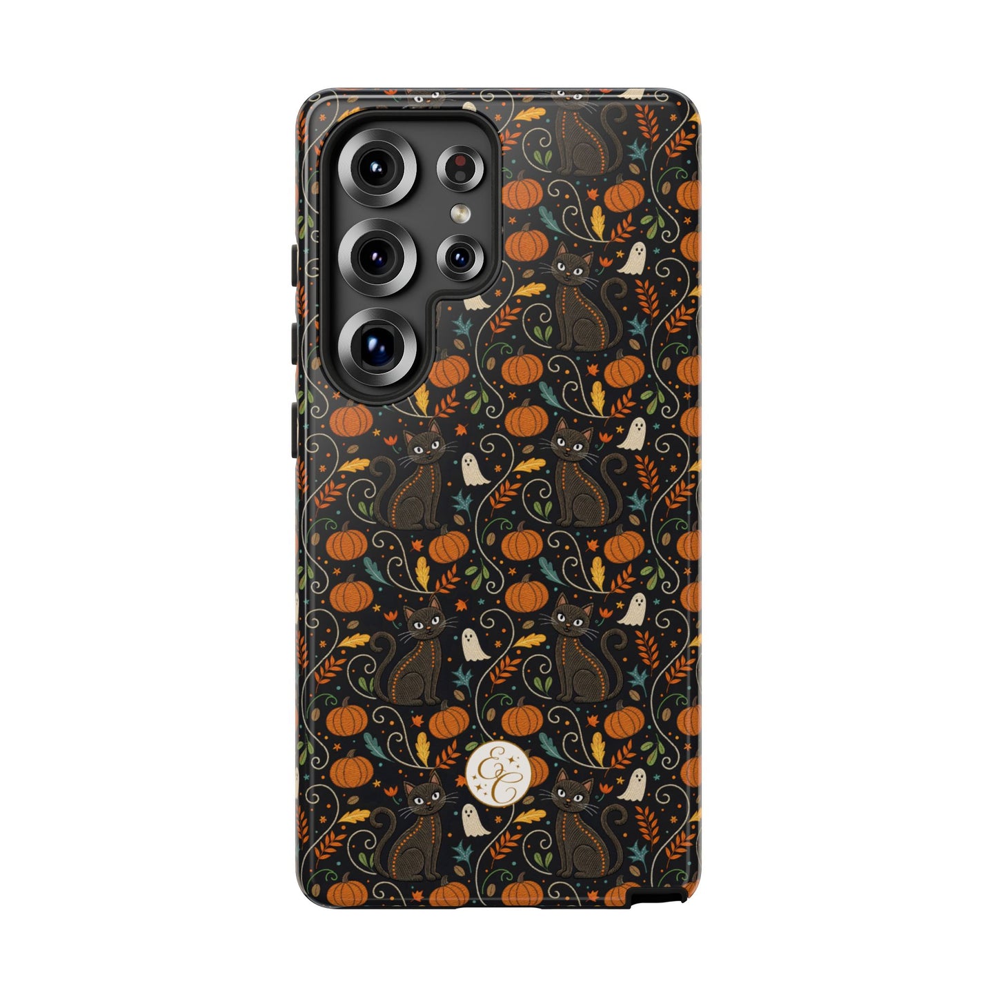 Boho Halloween Black Cat Pattern Tough Phone Case