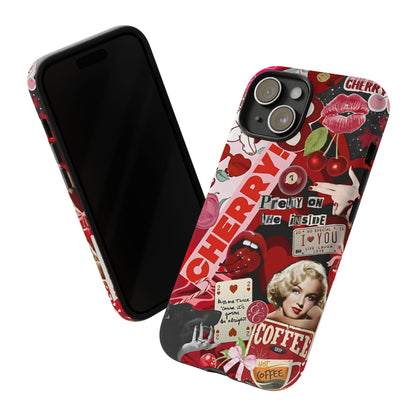 Cherry Theme Retro Collage Tough Phone Case