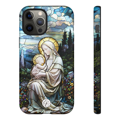 Virgin Mary with Baby Jesus Stained Glass Tough Phone Case