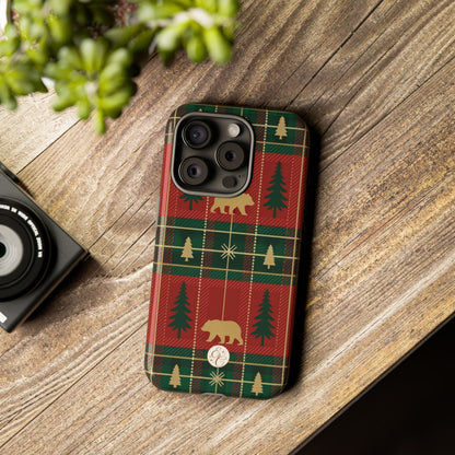Christmas Bear Plaid Tough Phone Case