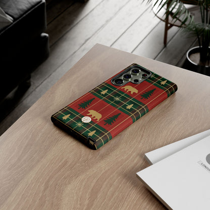 Christmas Bear Plaid Tough Phone Case