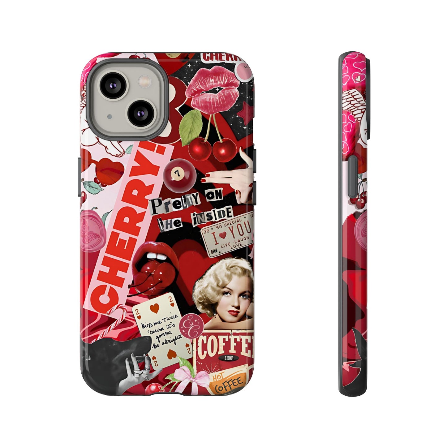 Cherry Theme Retro Collage Tough Phone Case