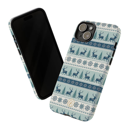 Blue Winter Reindeer Tough Phone Case