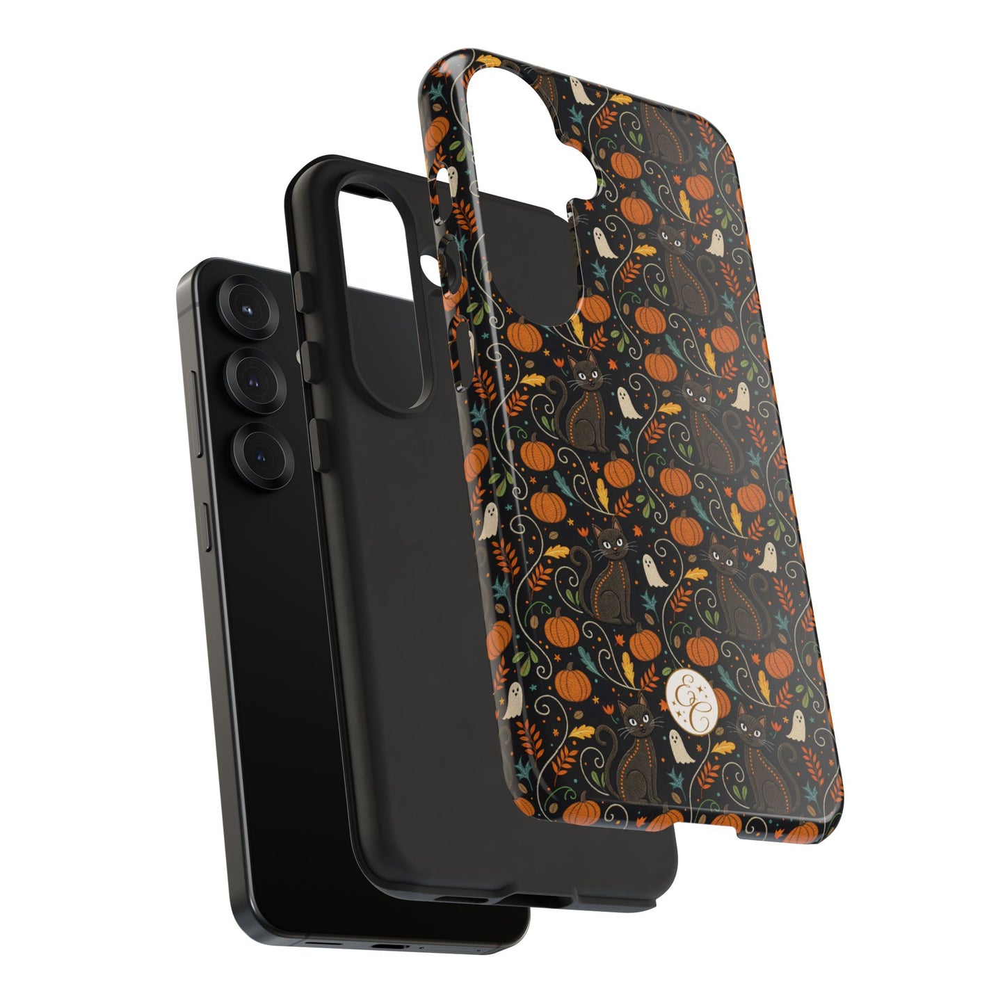 Boho Halloween Black Cat Pattern Tough Phone Case