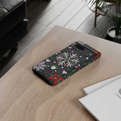 Snowflakes and Poinsettias Phone Case