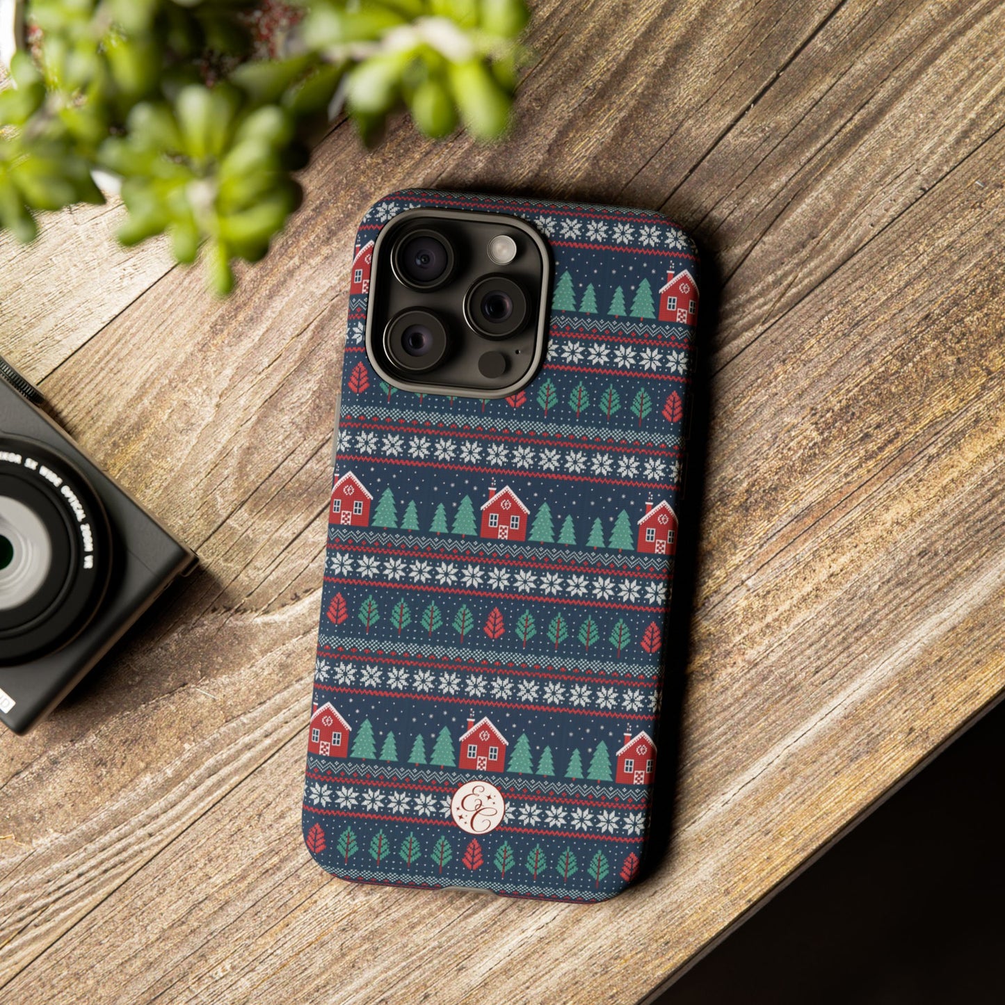 Winter Cottage Pattern Tough Phone Case