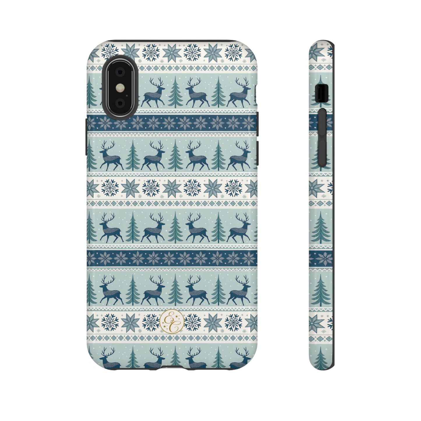 Blue Winter Reindeer Tough Phone Case