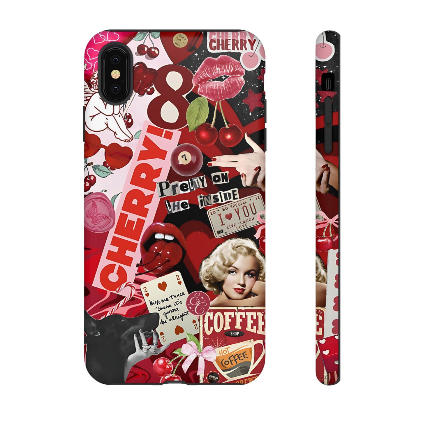 Cherry Theme Retro Collage Tough Phone Case