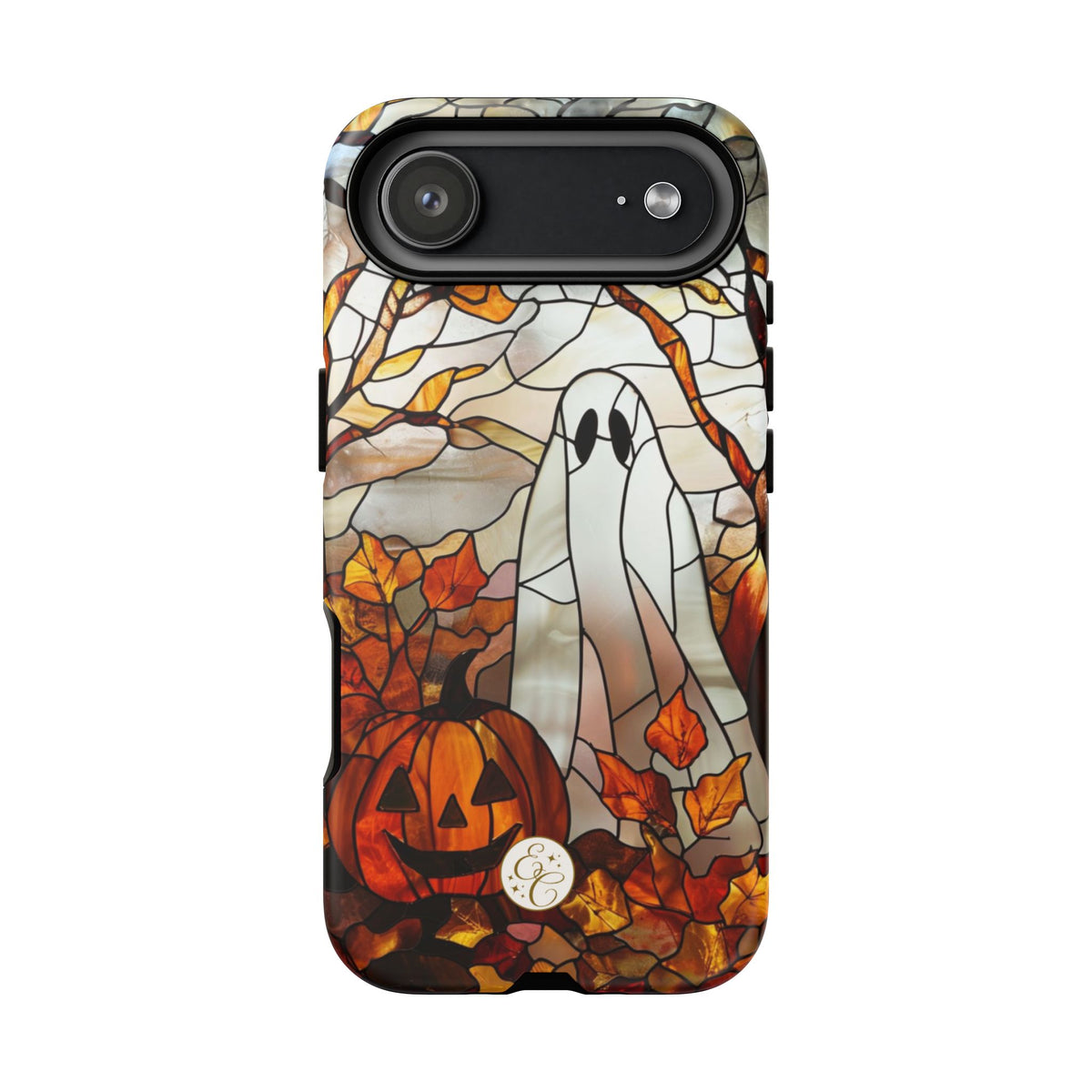 Ghost & Pumpkin Stained Glass Halloween Phone Case