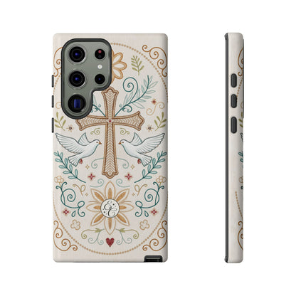 Christian Cross and Doves Tough Phone Case