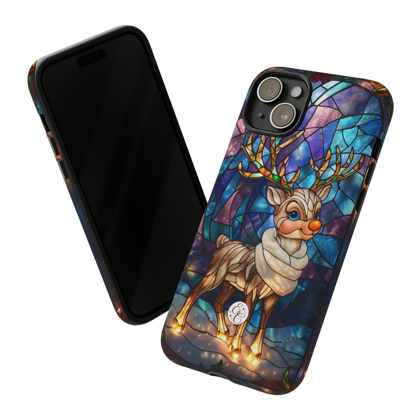 Cute Reindeer Stained Glass Tough Phone Case