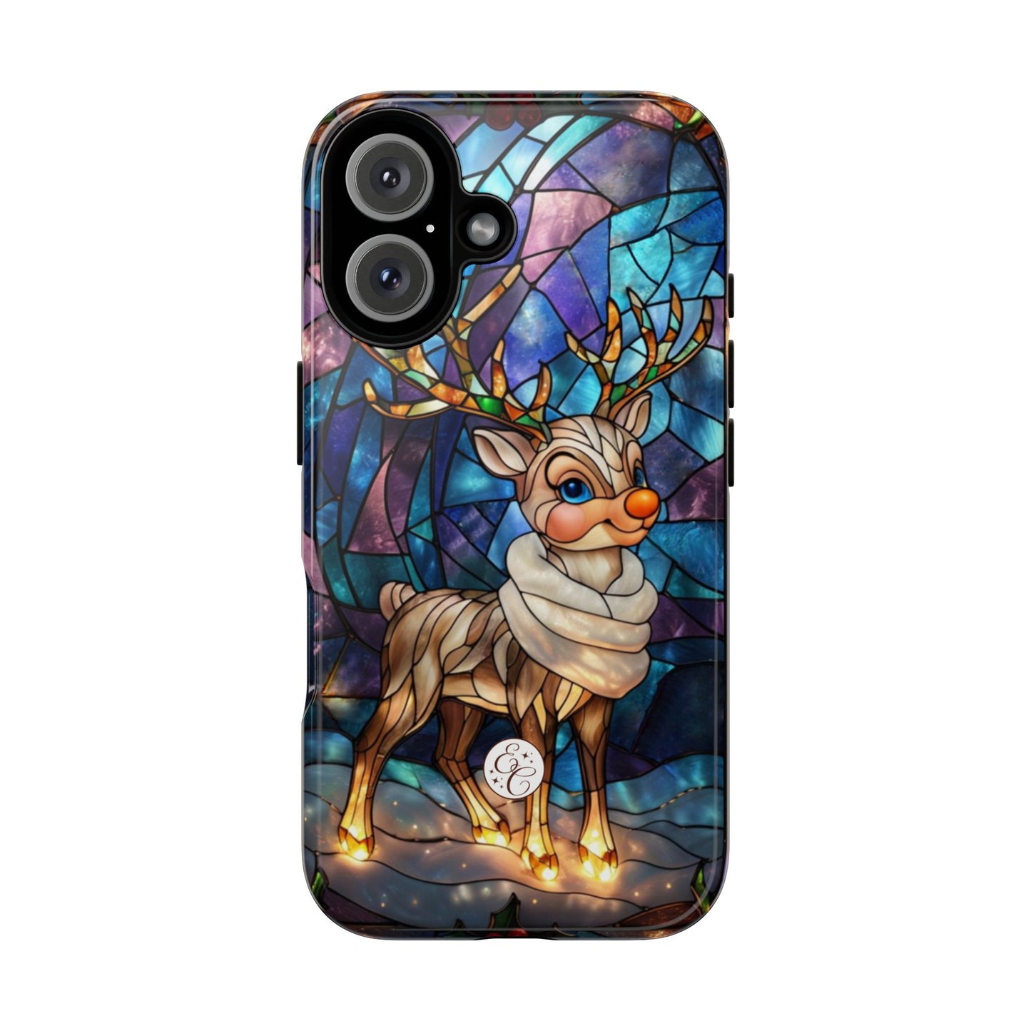 Cute Reindeer Stained Glass Tough Phone Case