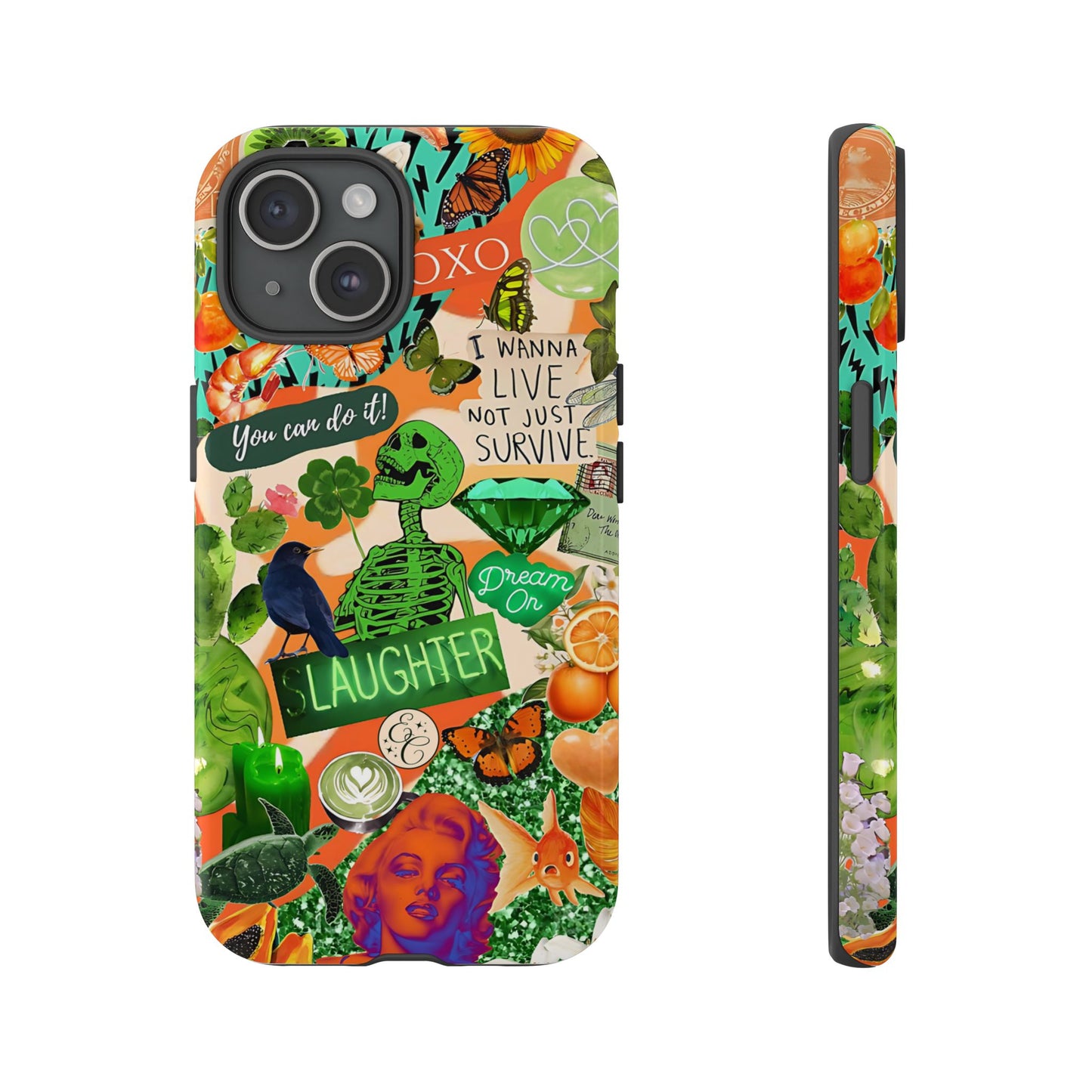 Green and Orange Collage Tough Phone Case