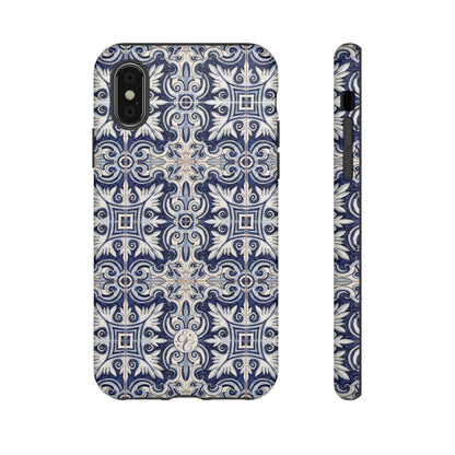 Mediterranean Floral Ceramic Pattern Tough Phone Case