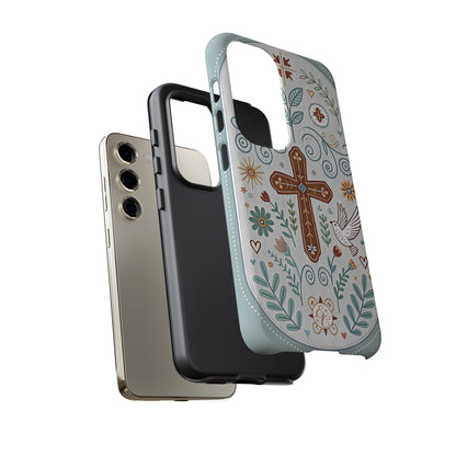 Christian Cross Floral Tough Phone Case