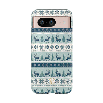 Blue Winter Reindeer Tough Phone Case