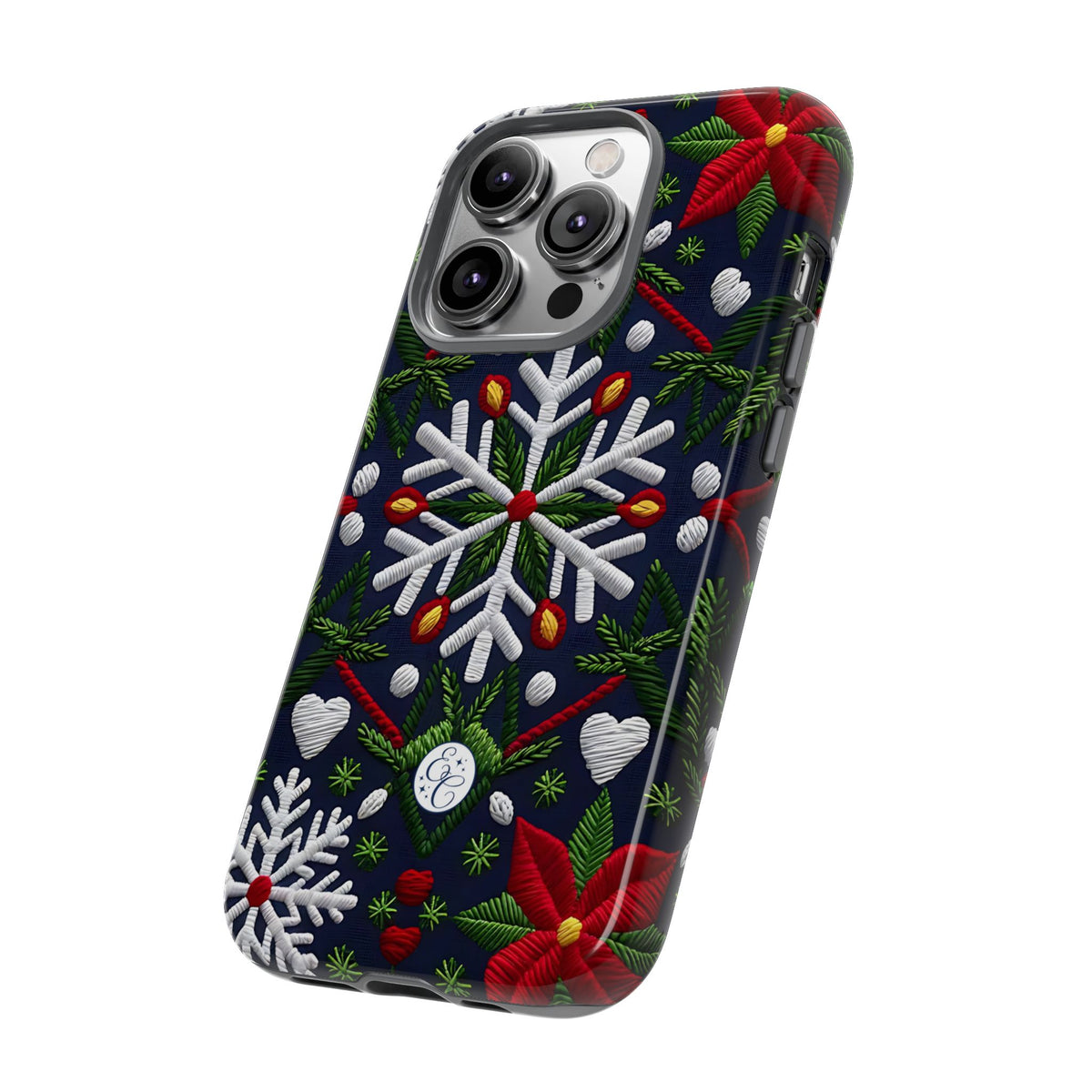 Snowflakes and Poinsettias Phone Case