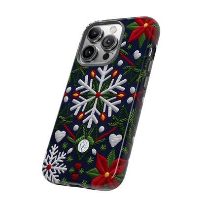 Snowflakes and Poinsettias Phone Case