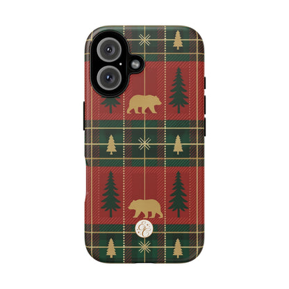 Christmas Bear Plaid Tough Phone Case