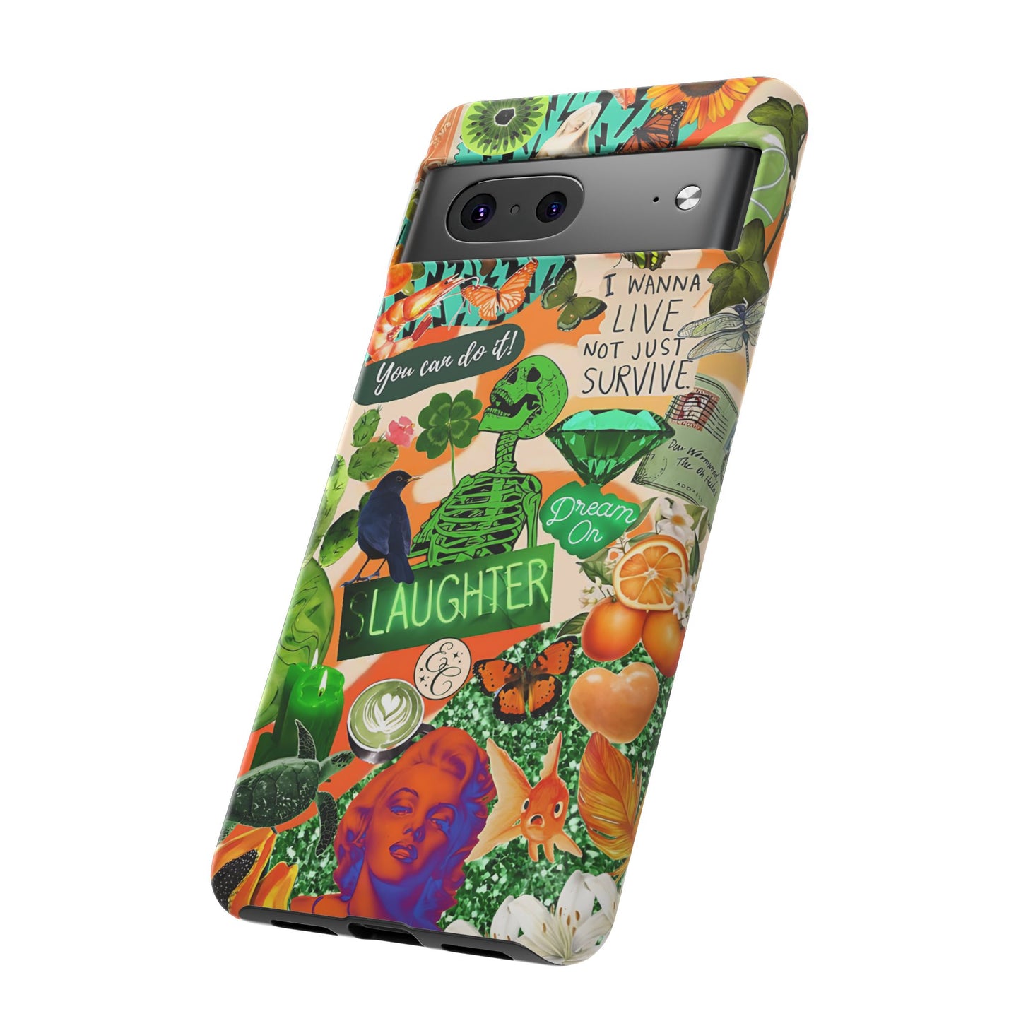 Green and Orange Collage Tough Phone Case