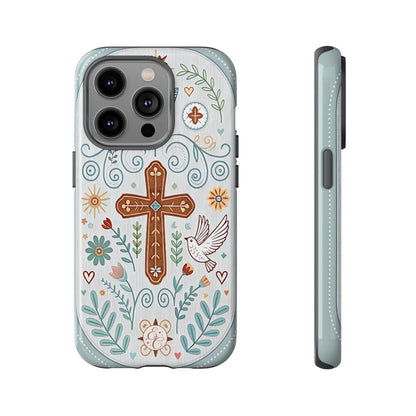 Christian Cross Floral Tough Phone Case