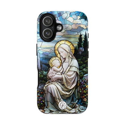 Virgin Mary with Baby Jesus Stained Glass Tough Phone Case