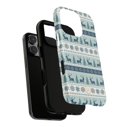 Blue Winter Reindeer Tough Phone Case