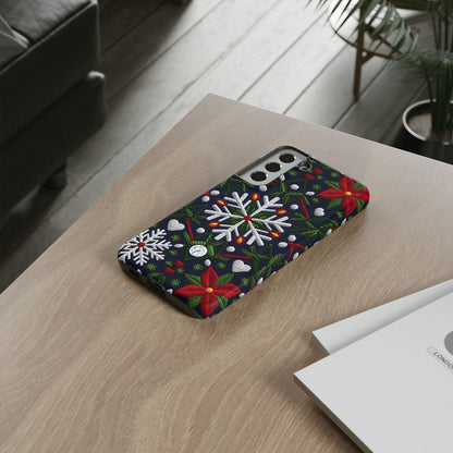 Snowflakes and Poinsettias Phone Case
