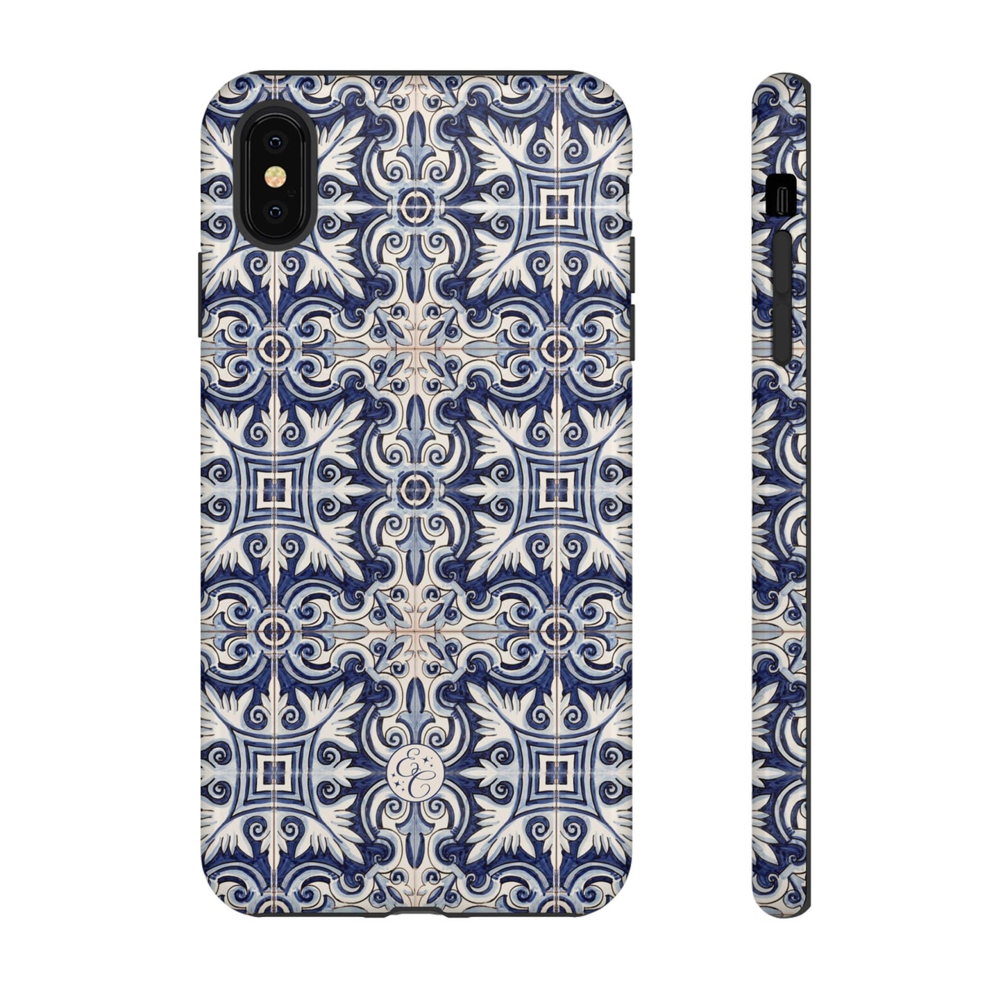 Mediterranean Floral Ceramic Pattern Tough Phone Case