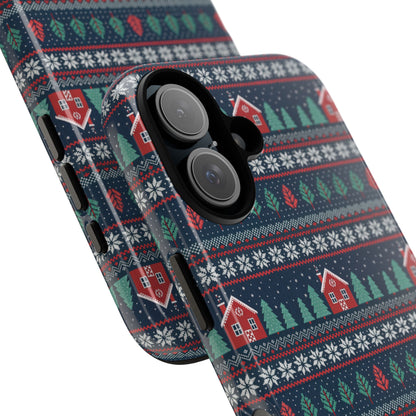 Winter Cottage Pattern Tough Phone Case