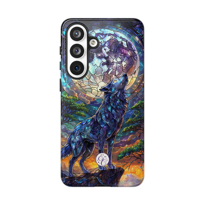Moonlit Wolf Stained Glass Halloween Phone Case