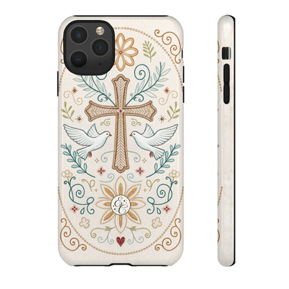 Christian Cross and Doves Tough Phone Case