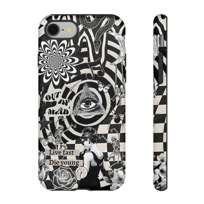 Black and White Psychedelic Art Tough Phone Case