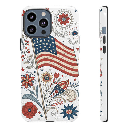 Boho USA Flag Floral Tough Phone Case