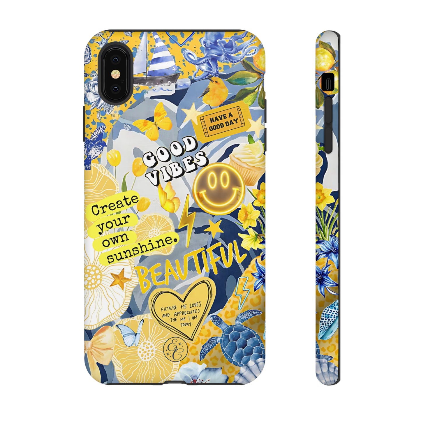 Yellow and Blue Collage Tough Phone Case