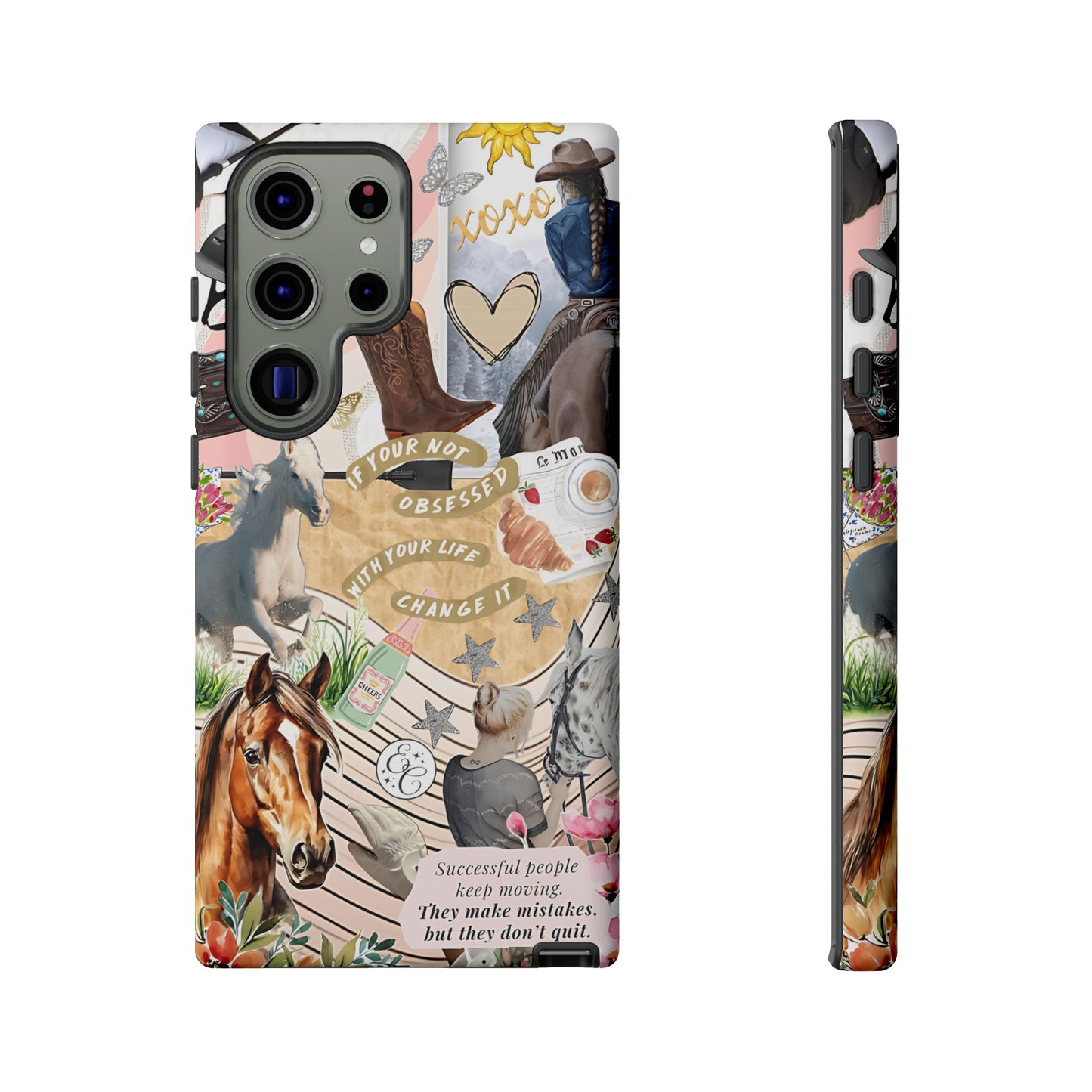 Equestrian Cowgirl Collage Tough Phone Case