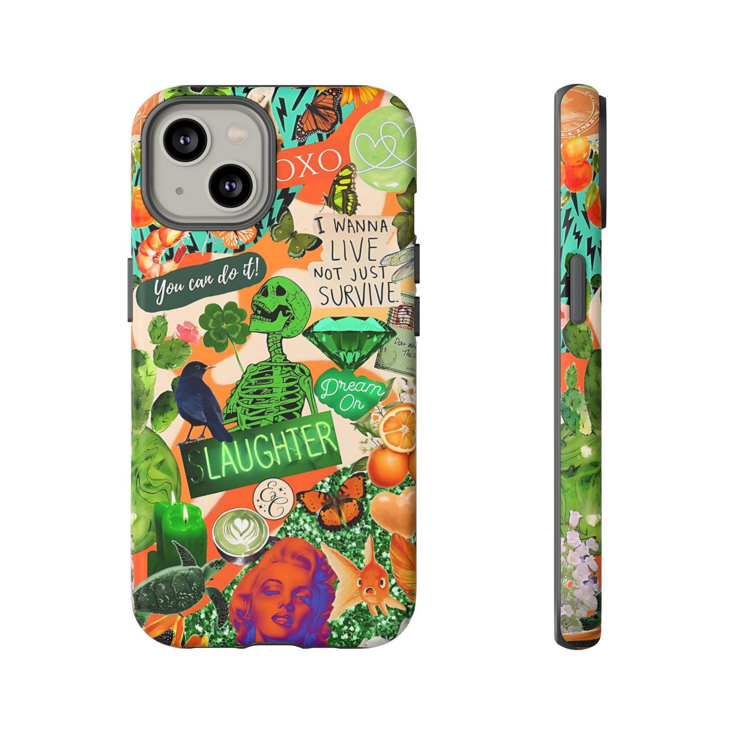 Green and Orange Collage Tough Phone Case