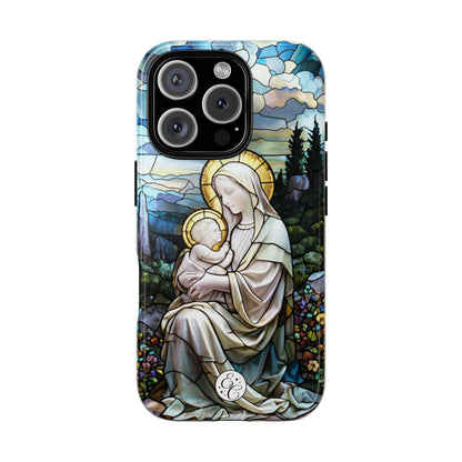 Virgin Mary with Baby Jesus Stained Glass Tough Phone Case