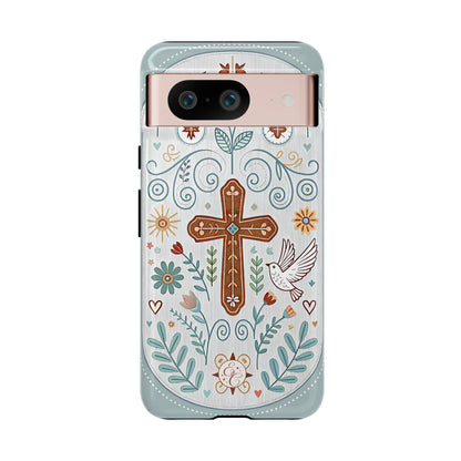 Christian Cross Floral Tough Phone Case