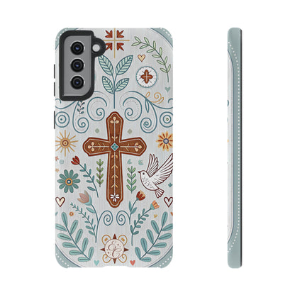 Christian Cross Floral Tough Phone Case