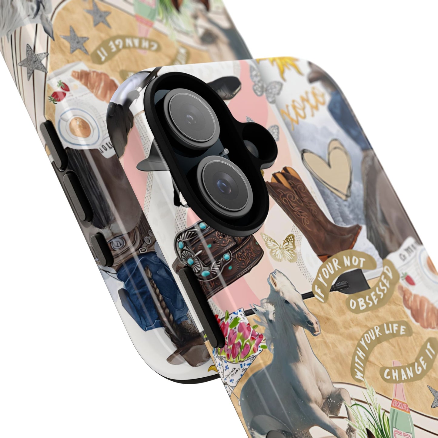 Equestrian Cowgirl Collage Tough Phone Case
